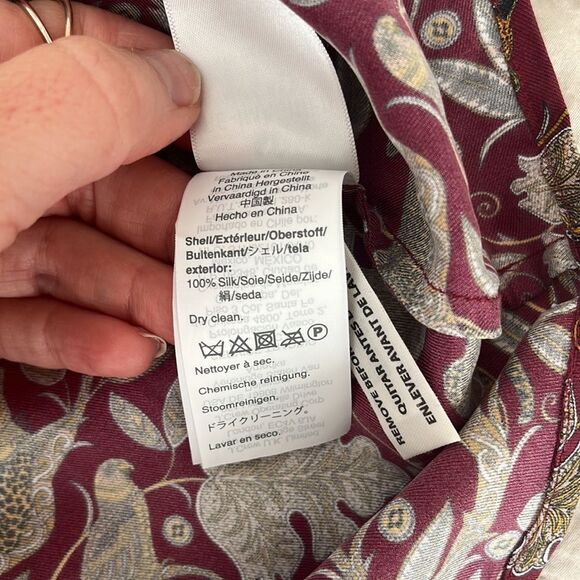 J Crew Silk Button Down Shirt Womens Size 6 Paisley Red Gold - Picture 8 of 8